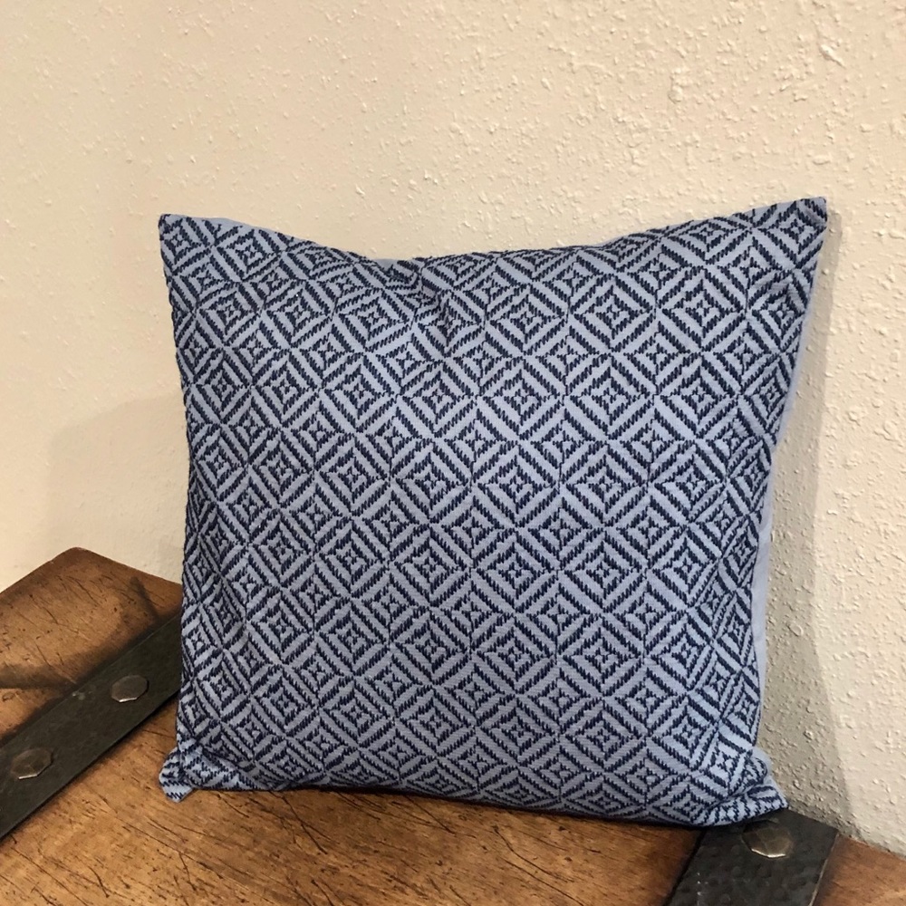 Navy blue and light blue pattern pillow